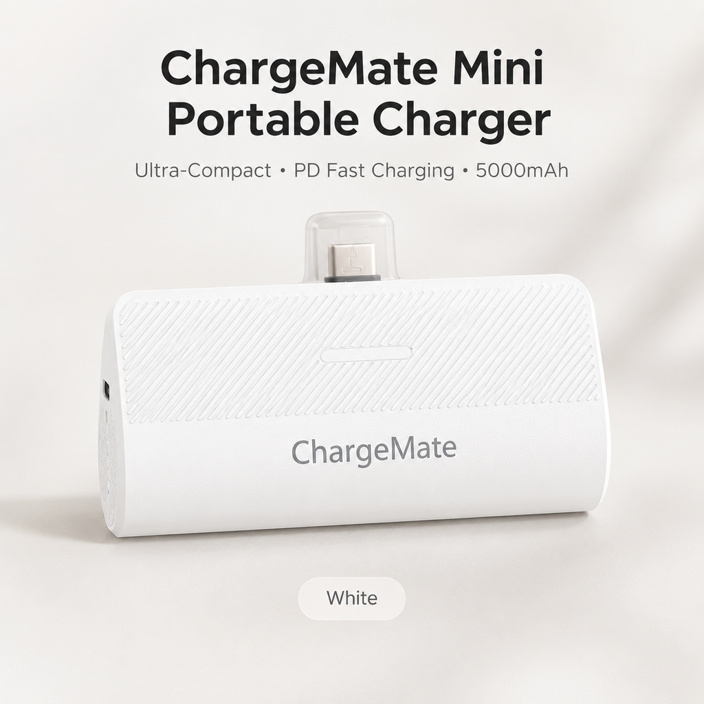 ChargeMate Portable Charger for iPhone 17/16/15 Series, 5200mAh PD USB C Power Bank with Built-in USB-C Connector, Battery Pack Compatible with iPhone 17/16/15 Series