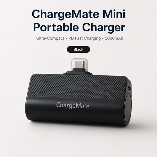 ChargeMate Portable Charger for iPhone 17/16/15 Series, 5200mAh PD USB C Power Bank with Built-in USB-C Connector, Battery Pack Compatible with iPhone 17/16/15 Series