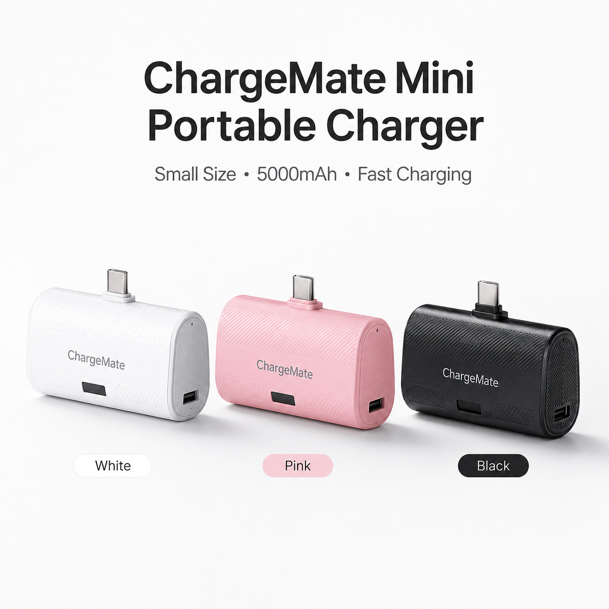 ChargeMate Portable Charger for iPhone 17/16/15 Series, 5200mAh PD USB C Power Bank with Built-in USB-C Connector, Battery Pack Compatible with iPhone 17/16/15 Series