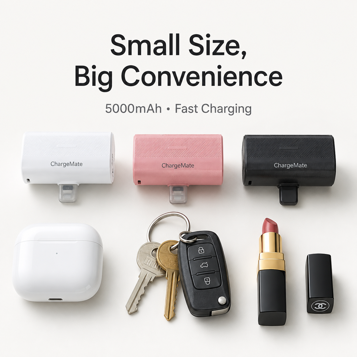 ChargeMate Portable Charger for iPhone 17/16/15 Series, 5200mAh PD USB C Power Bank with Built-in USB-C Connector, Battery Pack Compatible with iPhone 17/16/15 Series
